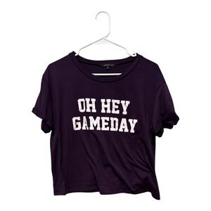 Women's Purple Crop Top with 'Oh Hey Gameday' Print